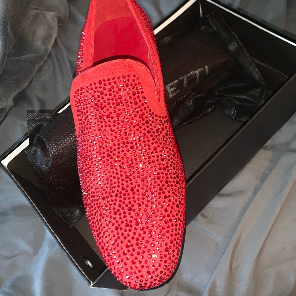 Moretti Red Rhinestone Loafers - Picture 2 of 6